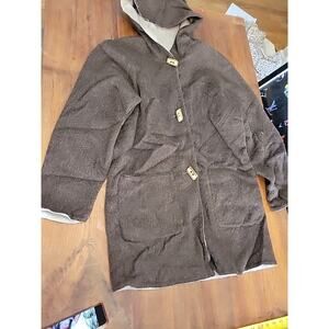 Alpaca 111 Coat M Brown Peru Baby Alpaca Wool Hooded Reversible